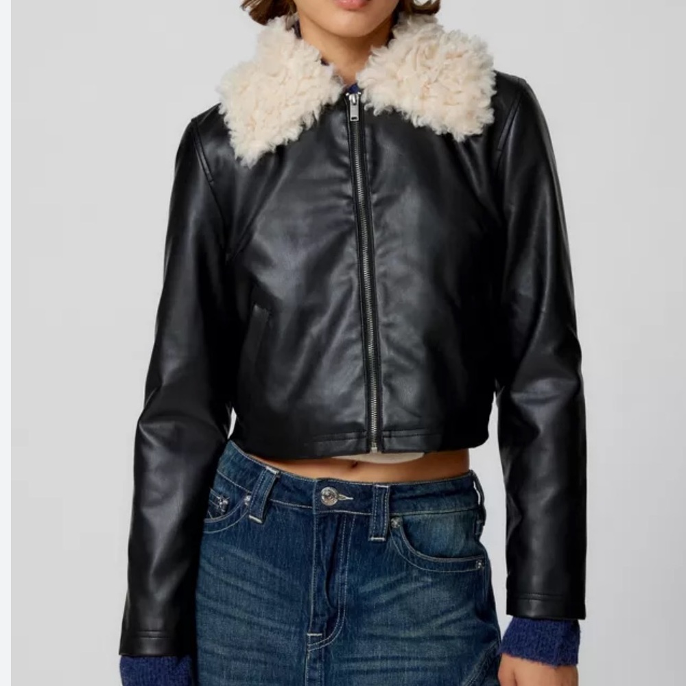UO Wednesday Faux Leather Aviator Jacket